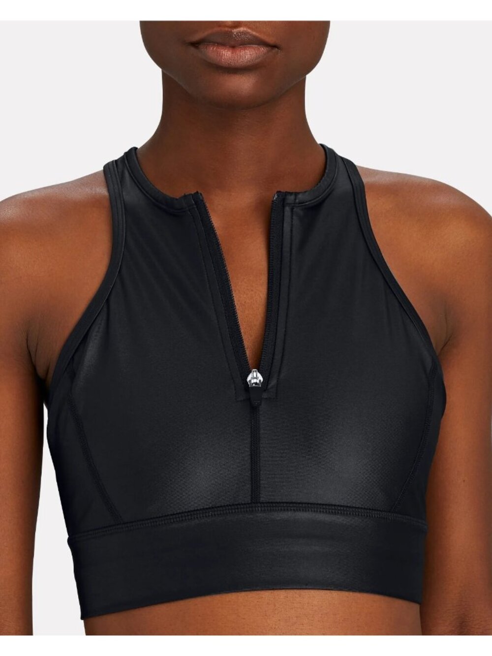 Bandier All Access Black Zip Front Racer Bra XS racer back
